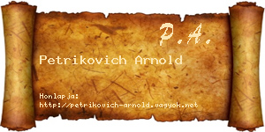 Petrikovich Arnold névjegykártya